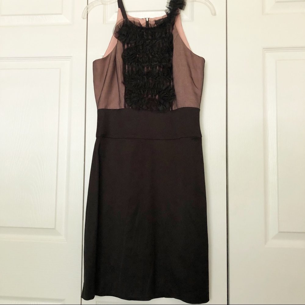 BCBG MaxAzria Vintage Silk Black & Creme Cocktail Dress